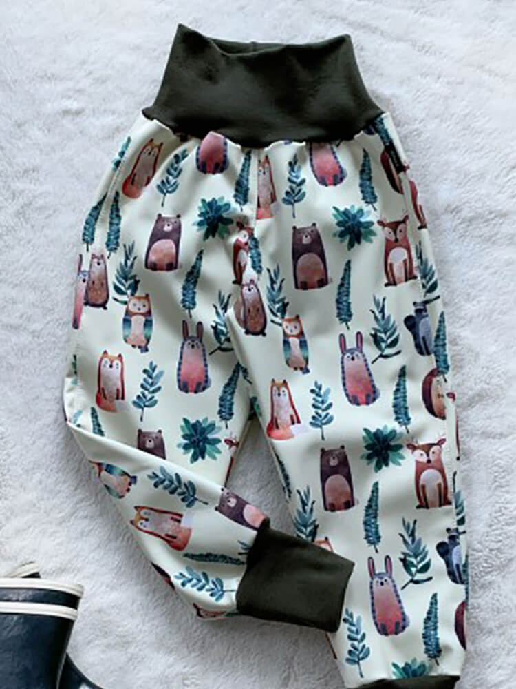Nohavice softshellové zateplené Lesné zvieratká Kiwi